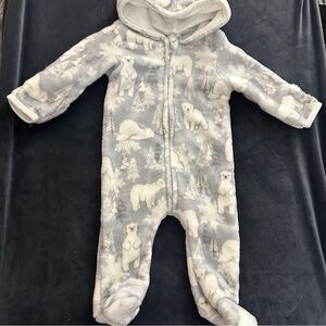 Cozy Gray Polar Bear Kids One Piece size 3-6mo
